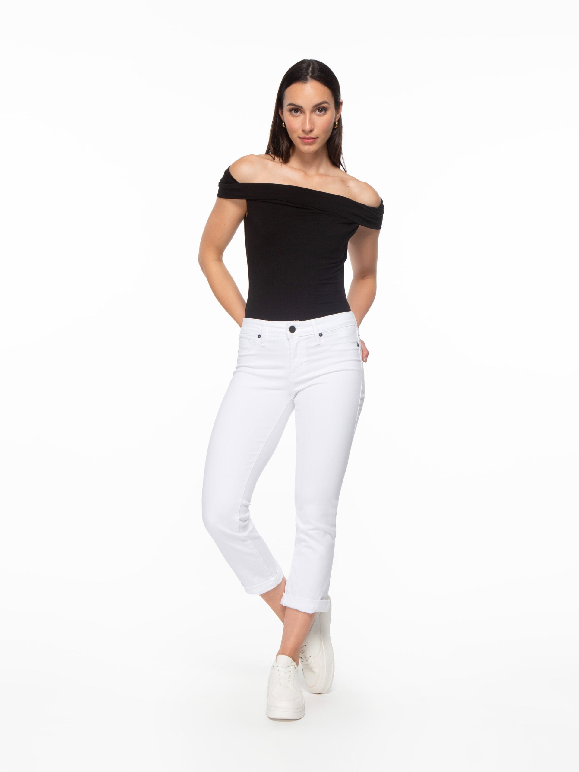 Camden Cuffed Crop in Eternal White