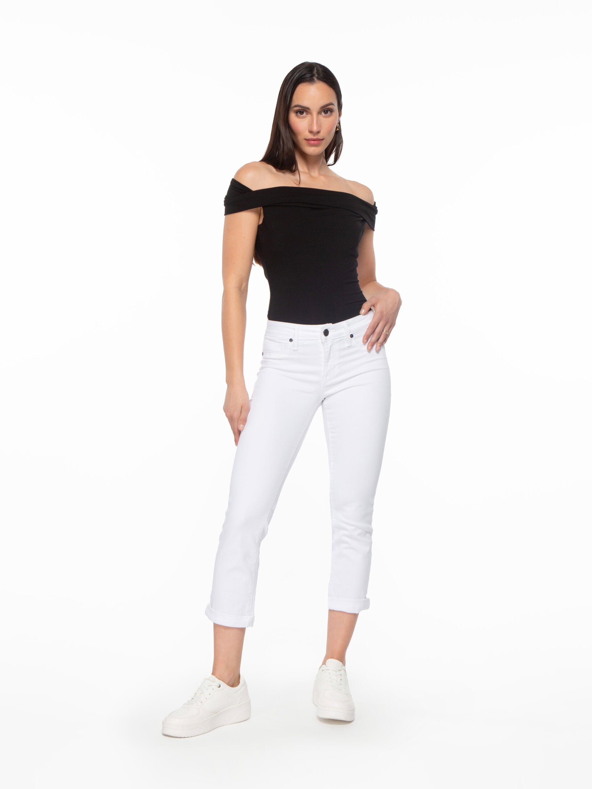 Camden Cuffed Crop in Eternal White