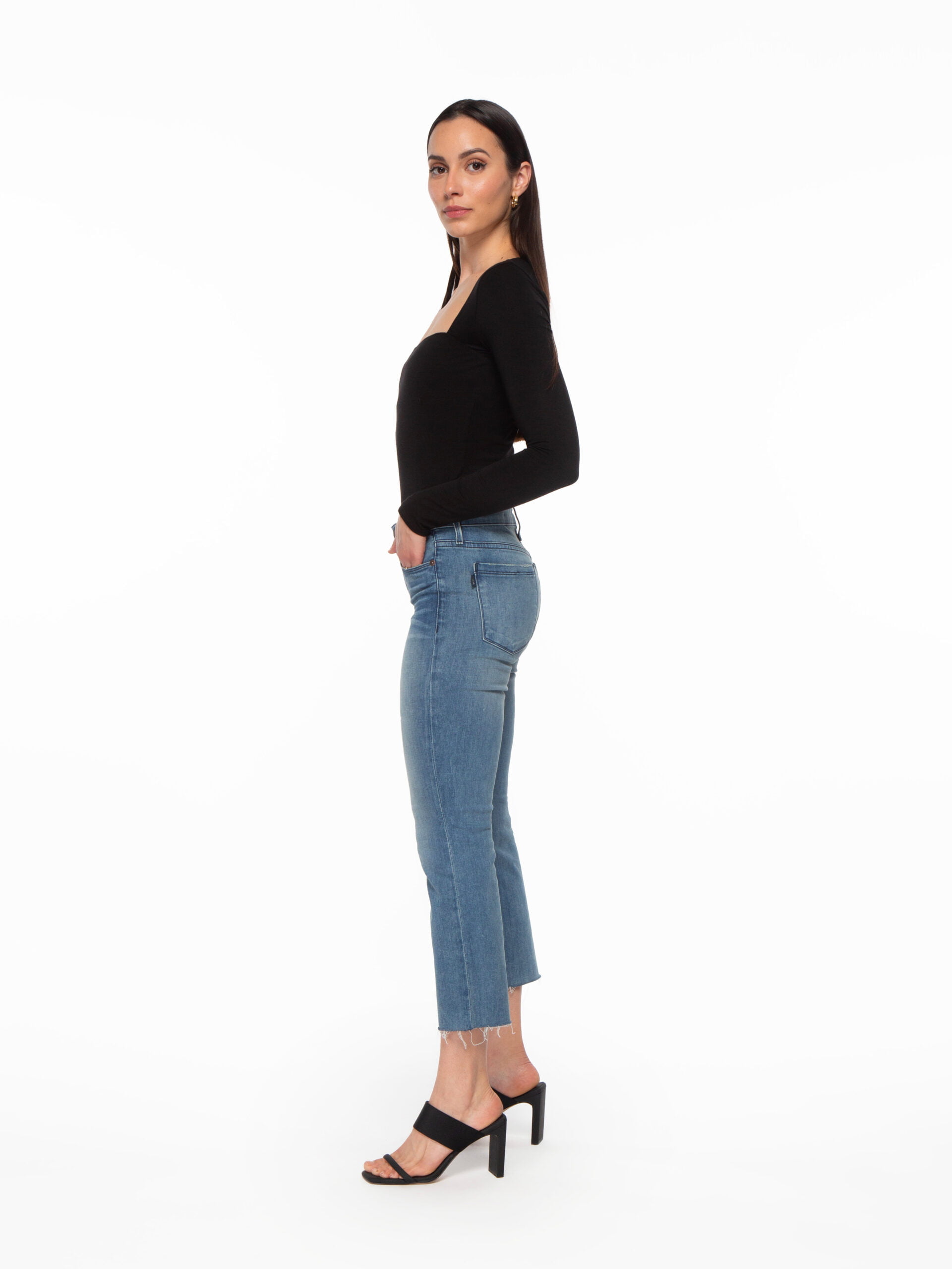 Byron Crop Straight w/Raw Hem in Pier