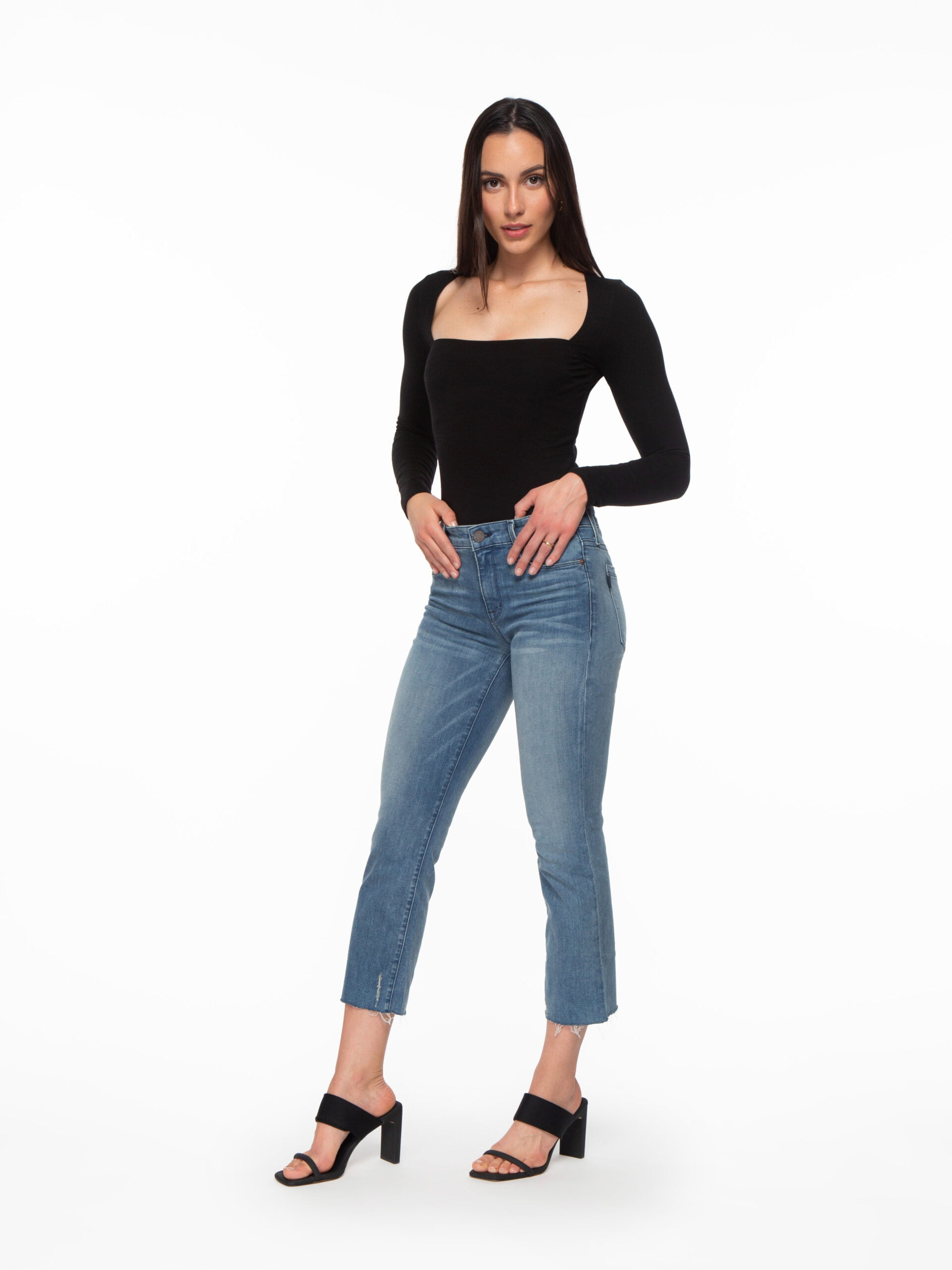 Byron Crop Straight w/Raw Hem in Pier