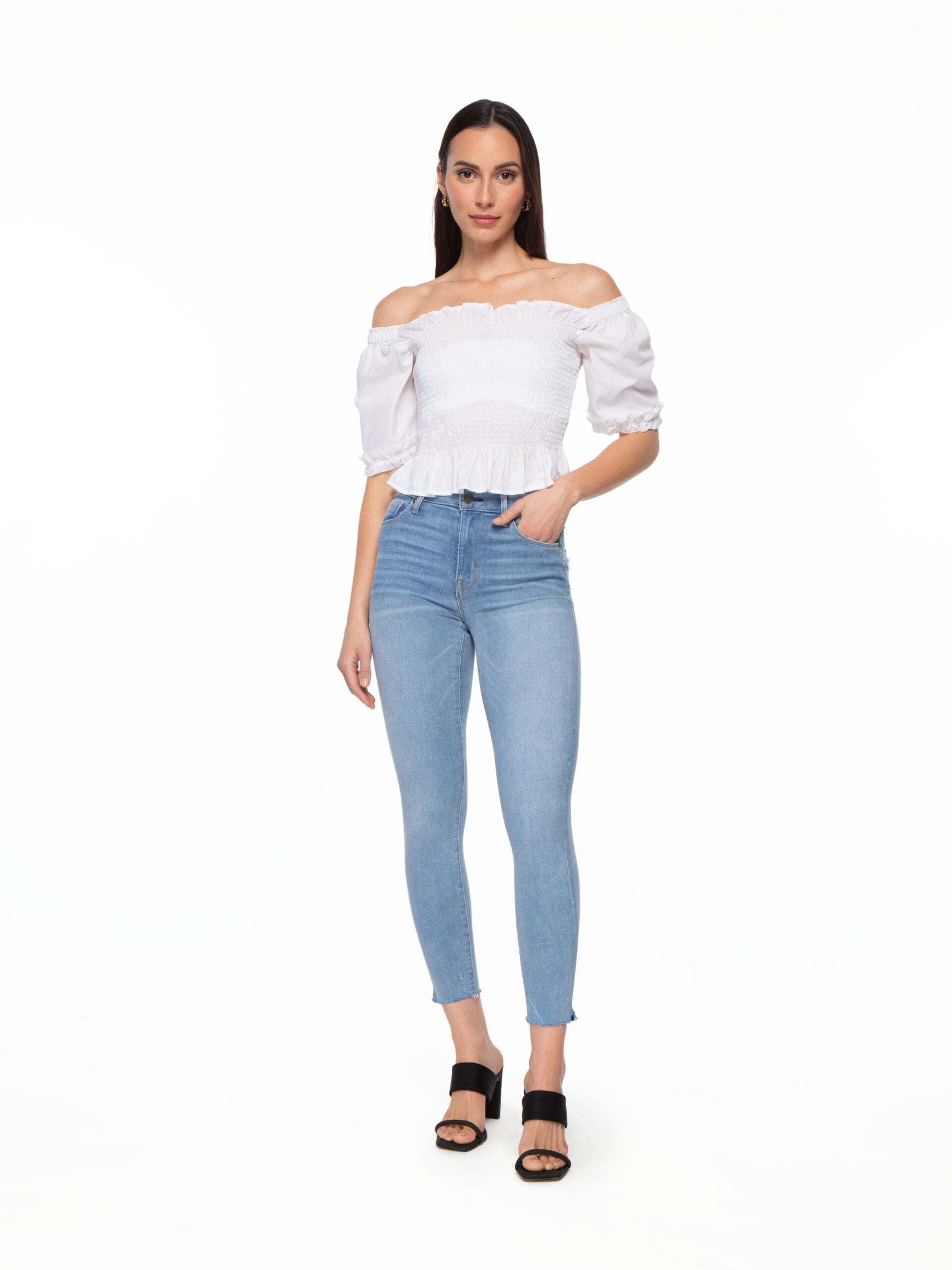 Bombshell Crop Skinny w/Raw Hem in Laguna