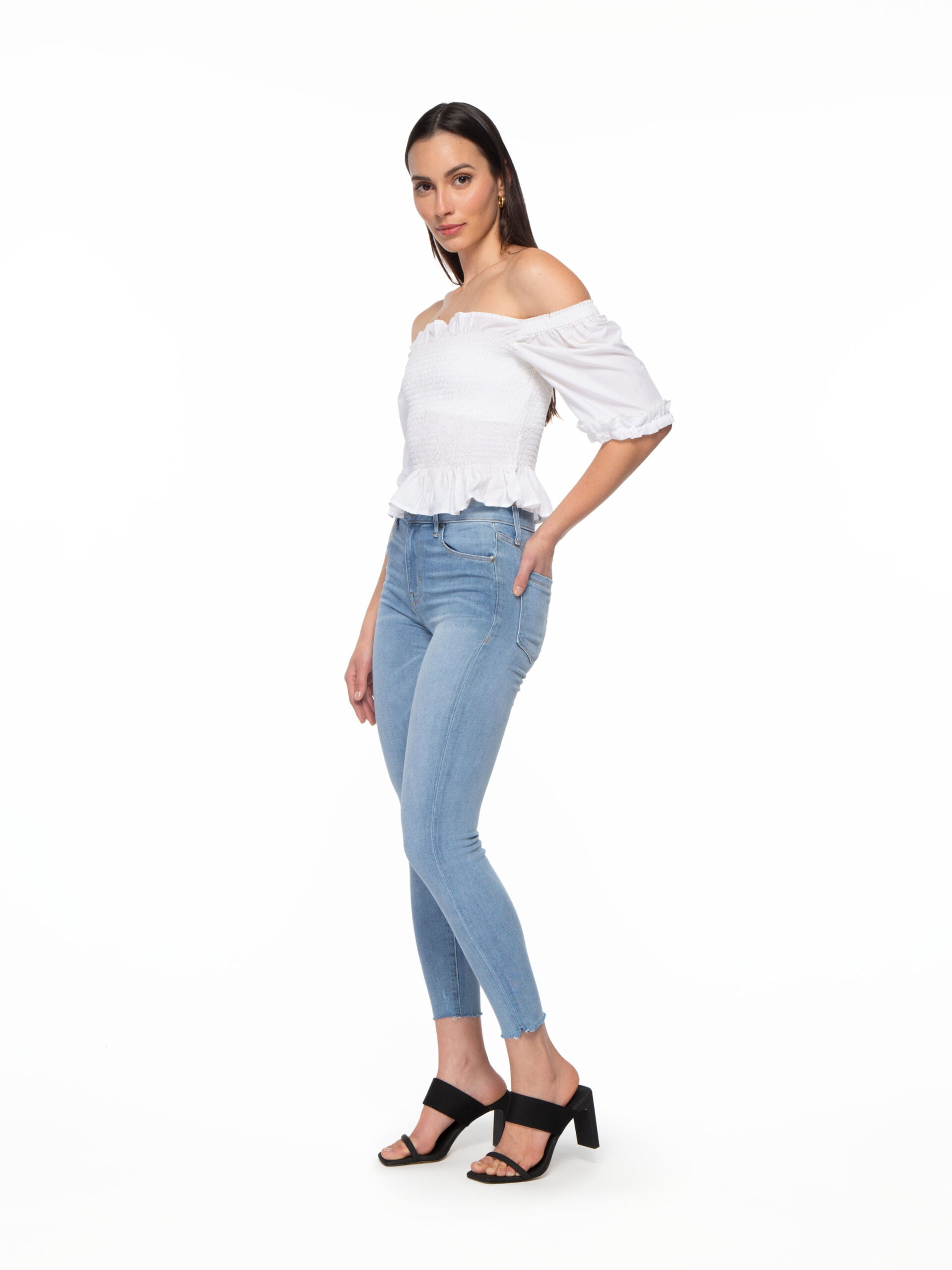 Bombshell Crop Skinny w/Raw Hem in Laguna