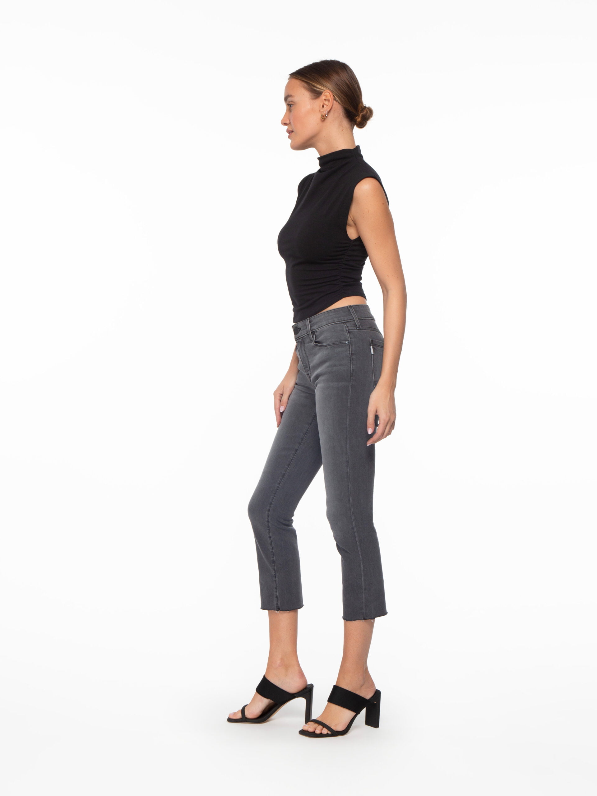 Byron Crop Straight w/Raw Hem in Carbon