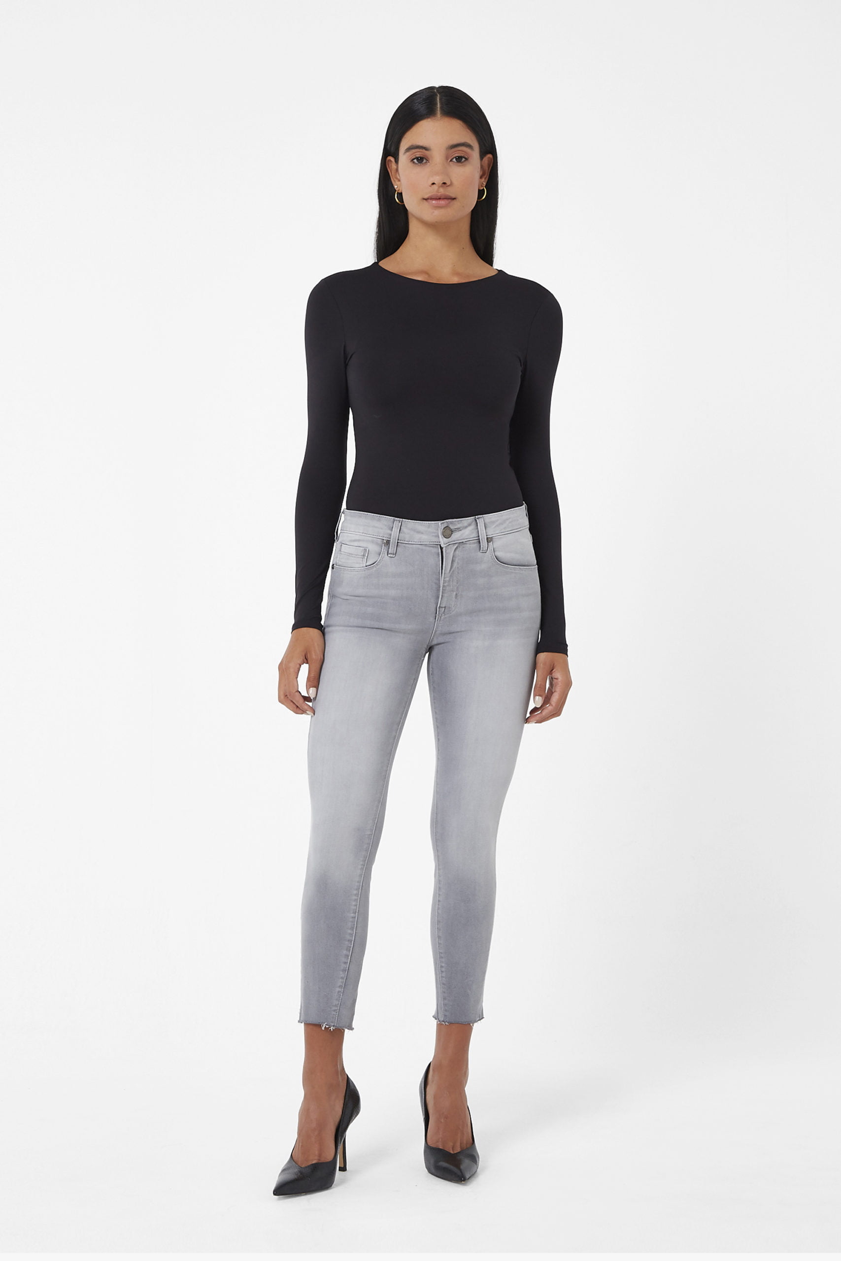 Twisted Seam Skinny Crop w/Raw Hem in Dust