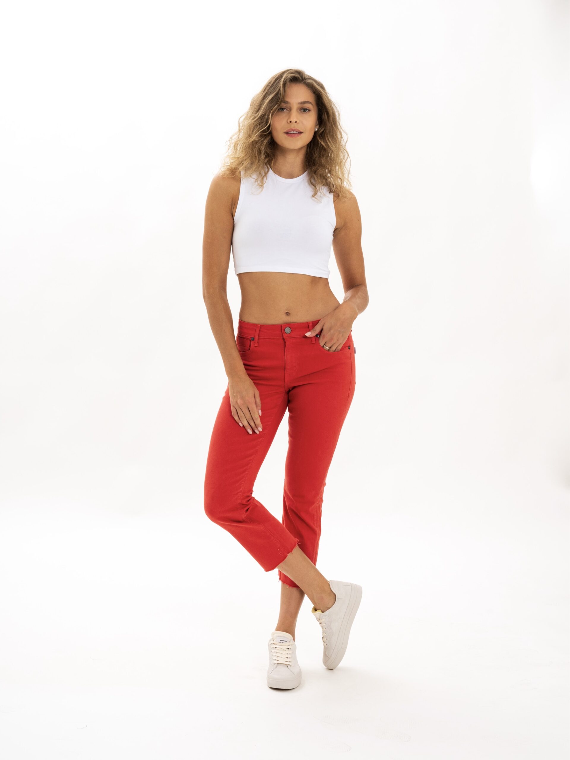 Byron Crop Straight w/Raw Hem in Watermelon