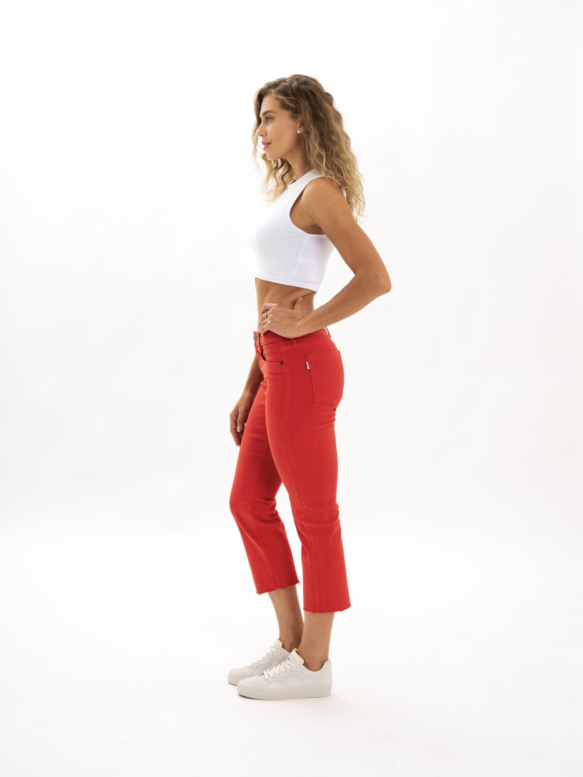 Byron Crop Straight w/Raw Hem in Watermelon